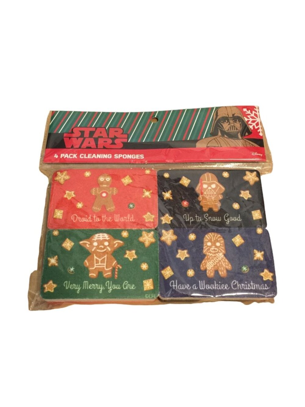 Disney Star Wars 4 Pack Holiday Cleaning Sponges Darth Chewbacca Droid